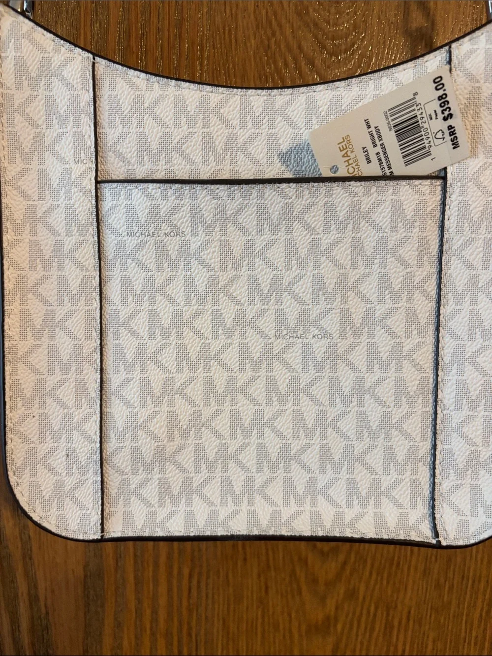Michael Kors White MK Logo Crossbody with Gray Strap NWT